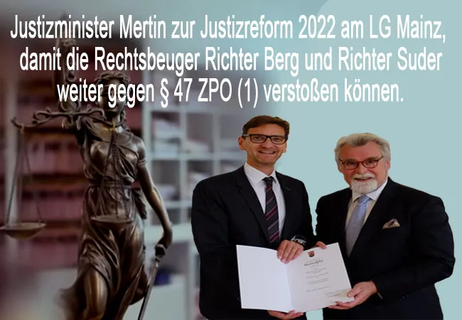 Justizminister Mertin zur Justizreform 2022 am LG Mainz