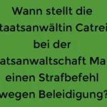 Wann stellt die Staatsanwältin Catrein bei der Staatsanwaltschaft Mainz einen Strafbefehl wegen Beleidigung