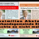 CDU Altrhein - Wolfgang Bosbach und Jan Metzler sagen Einladung mit Maximilian Abstein VG Eich bei Weingut Klös in Gimbsheim ab.