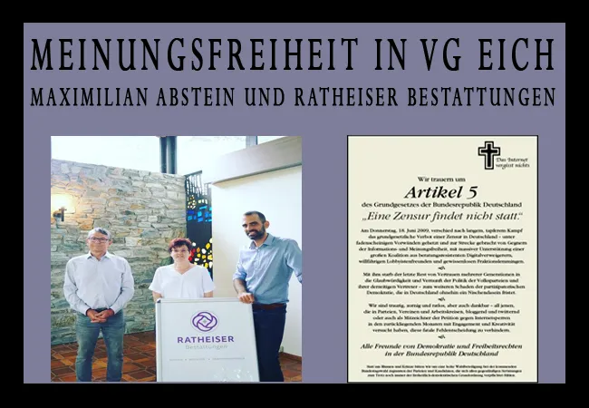 Maximilian Abstein und Ratheiser Bestattungen –  Meinungsfreiheit in VG Eich